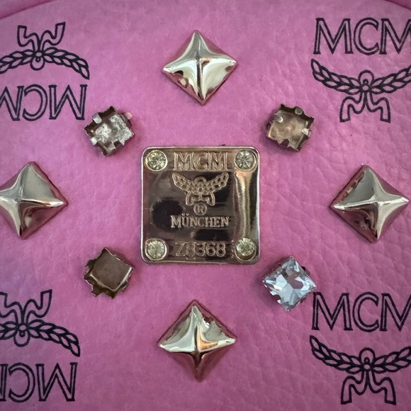 Pink MCM backpack visetos STUDS - Picture 7 of 12